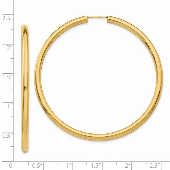 14k Yellow Gold Polished Endless Tube Hoop Earrings 55 L x 55 mm W